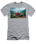 Red Truck in Scenic Mountain Landscape Evie Carrier T-Shirt