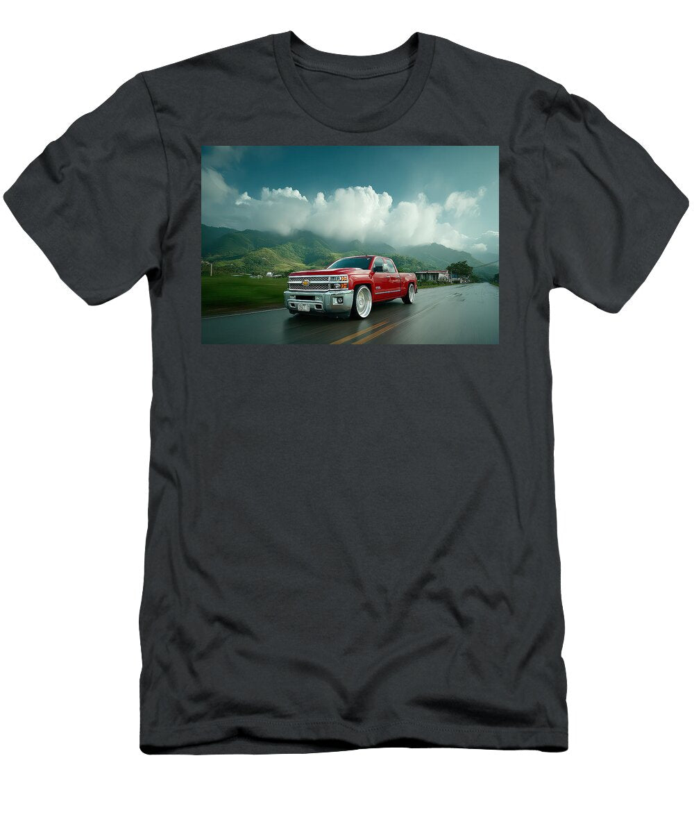 Red Truck on Countryside Road Evie Carrier T-Shirt