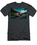 Red Truck on Scenic Mountain Road Evie Carrier T-Shirt