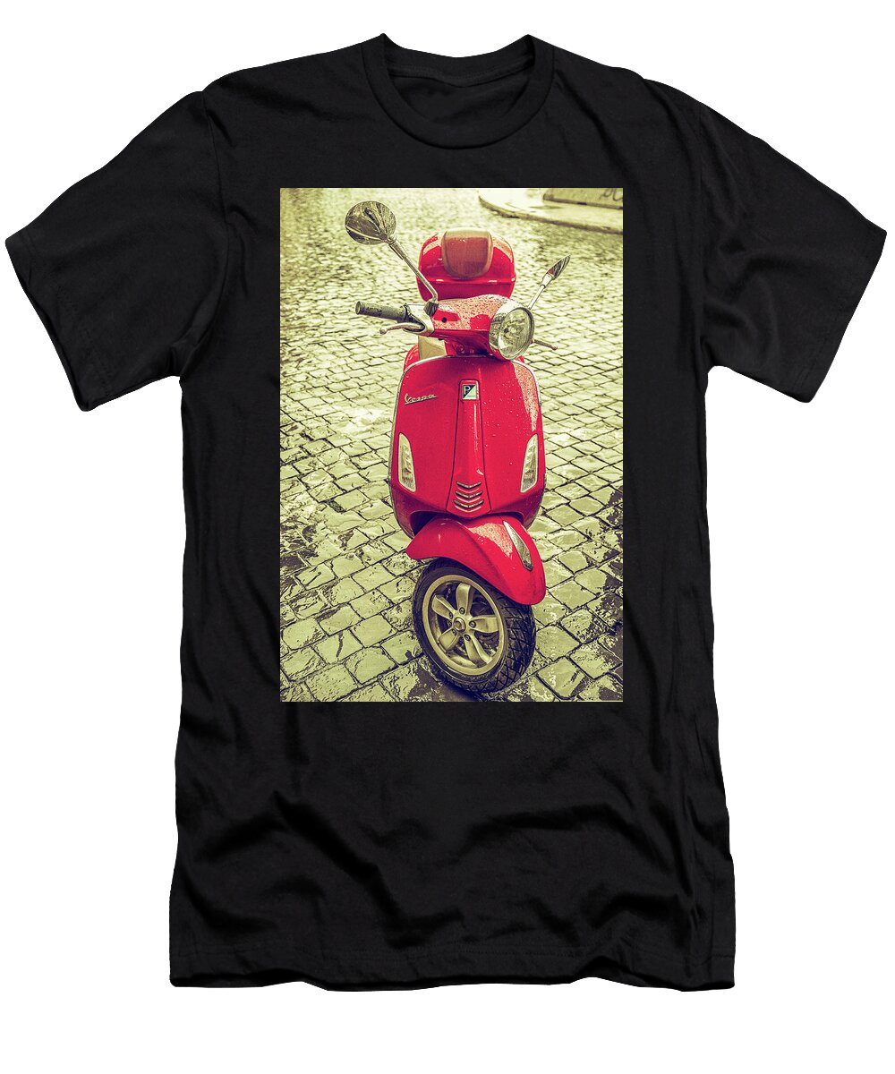 Red Vespa in Rome Joseph S Giacalone T-Shirt