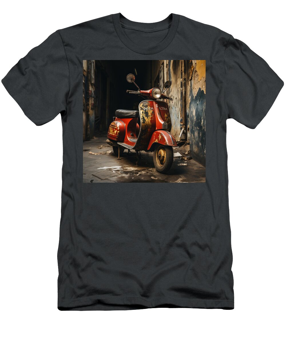 Red Vespa Italian Scooter N023 Edit Voros T-Shirt