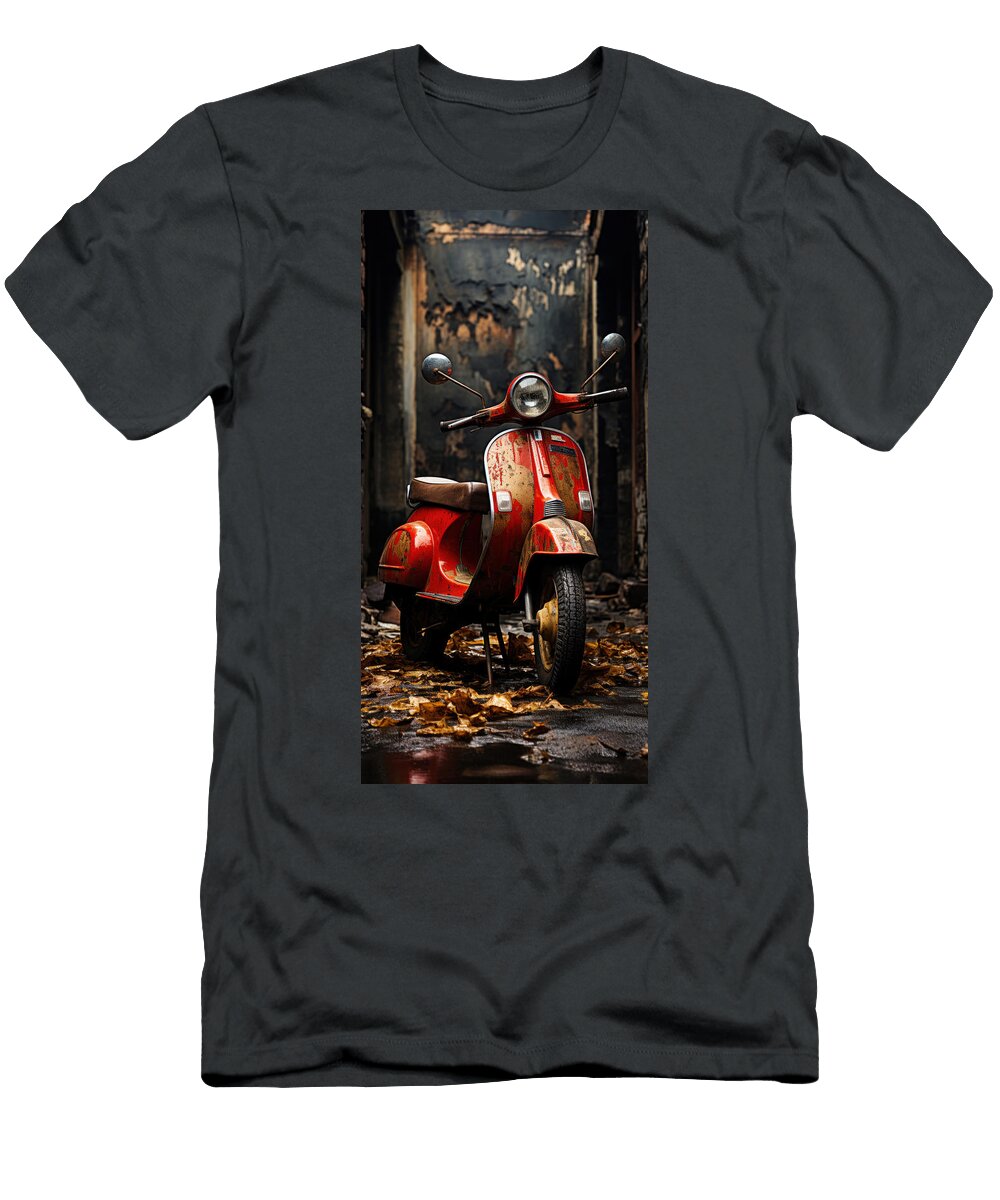 Red Vespa Italian Scooter N025 Edit Voros T-Shirt