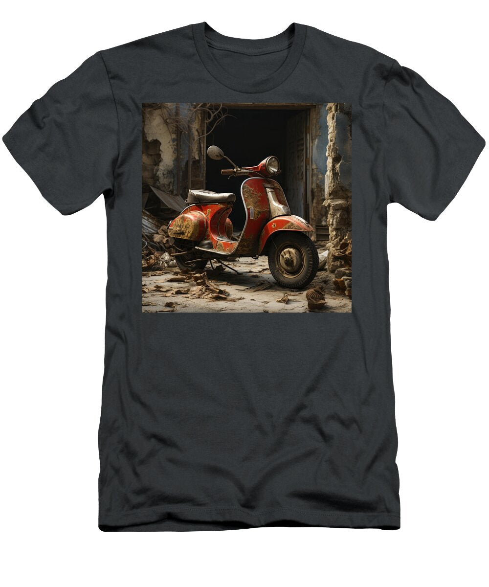 Red Vespa Italian Scooter N028 Edit Voros T-Shirt