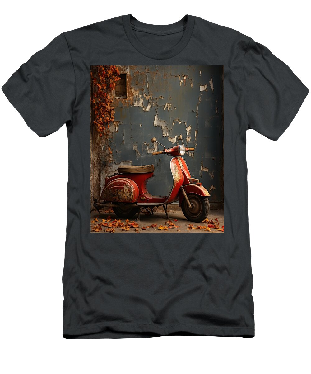 Red Vespa Italian Scooter N030 Edit Voros T-Shirt