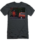 Red Volkswagen Transporter Minivan Parks in Front of a House with a Red Door Marek Prokes T-Shirt