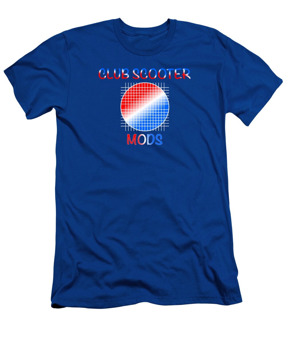 Red White and Blue Club Scooter Mods Design Douglas Brown T-Shirt