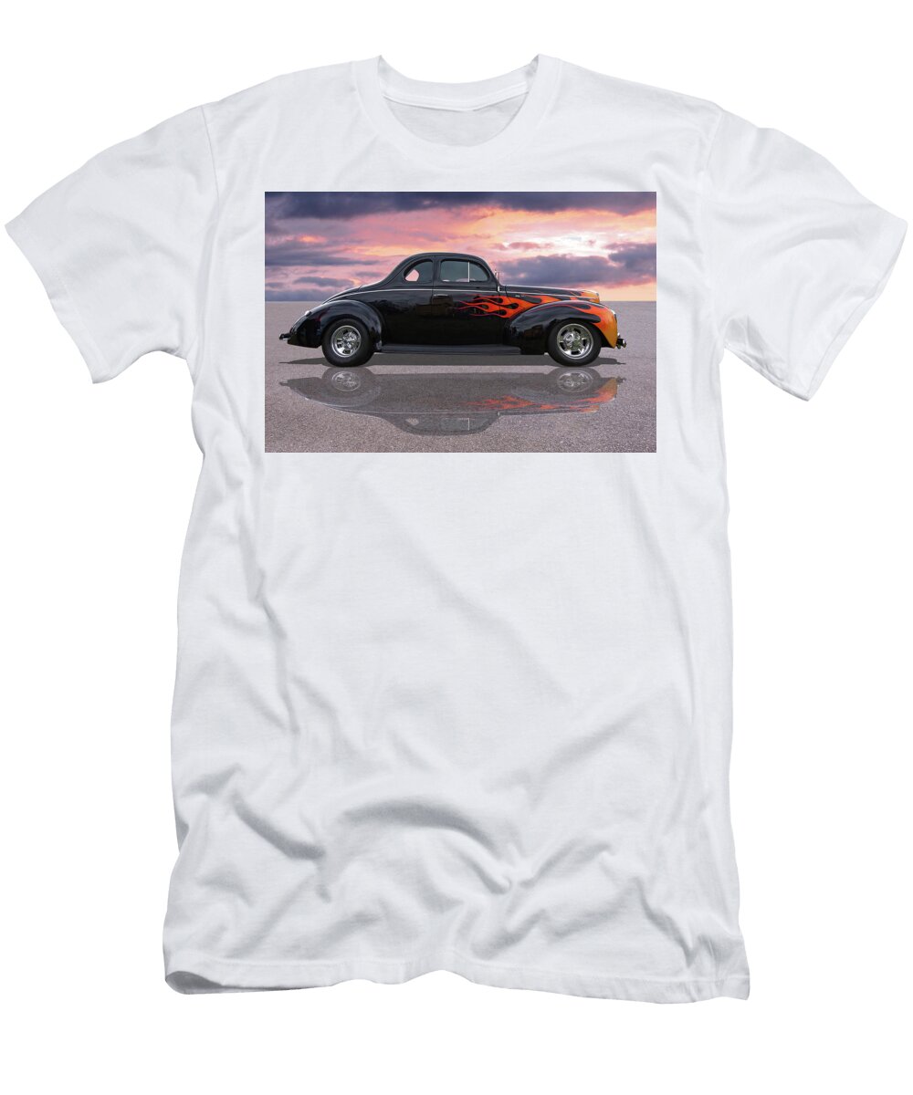 Reflections of a 1940 Ford Deluxe Hot Rod with Flames Gill Billington T-Shirt