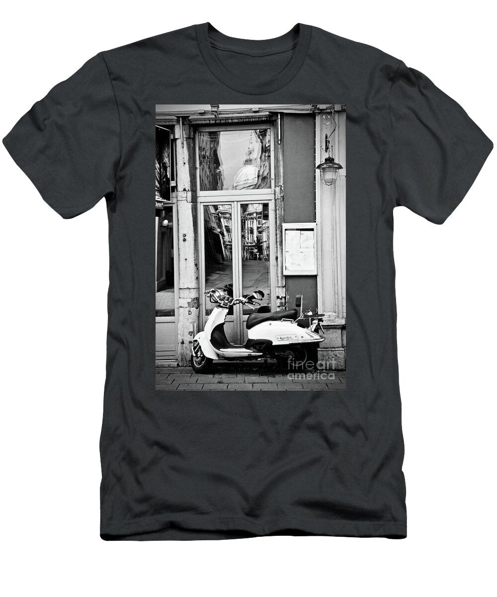 Reflective Scooter in Black and White Svp Images T-Shirt