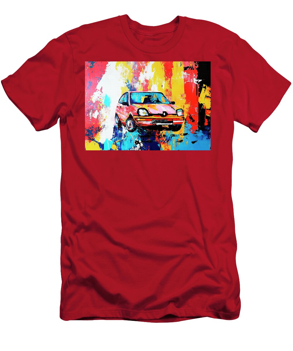 Renault Clio 1990 France Hatchback Abstract Colorful Car a Vivid Expression of Automotive Pollard Halle T-Shirt