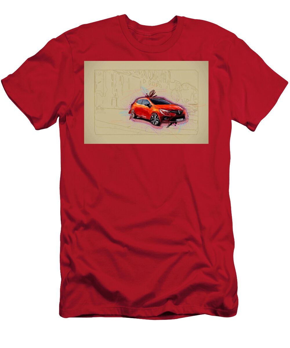 Renault Clio 2019 Orange Hatchback French Cars Ola Kunde T-Shirt