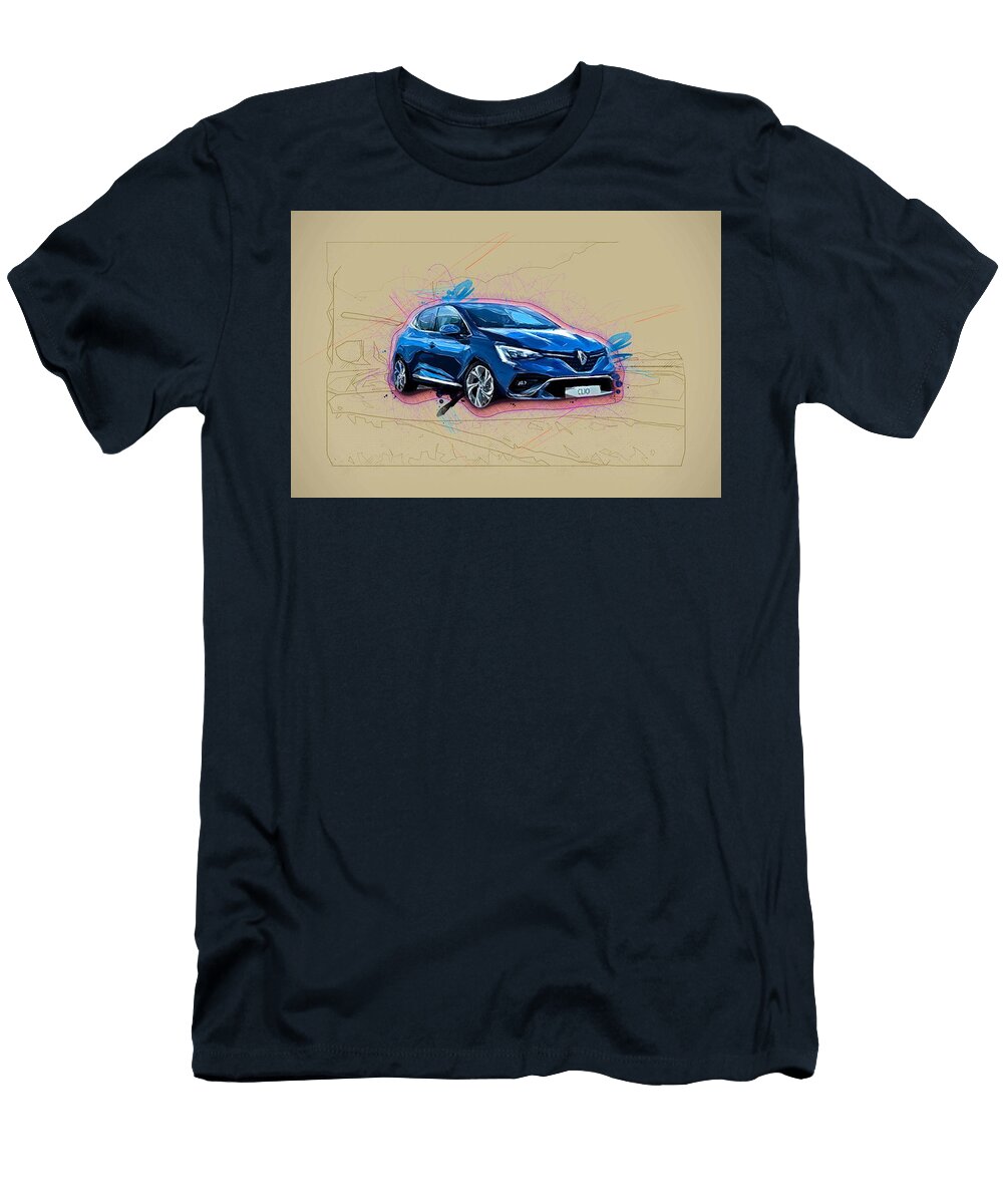 Renault Clio Rs Line 2019 Blue Hatchback Exterior French Cars Ola Kunde T-Shirt