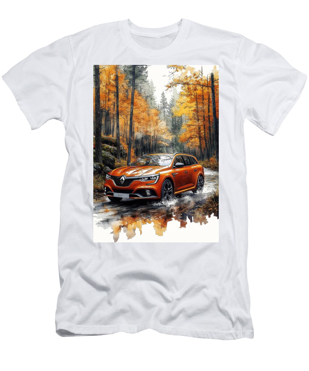 Renault Wagon Driving Through Autumn Forest Kari Goldfalse T-Shirt