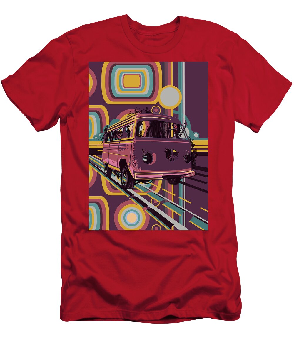 Retro Camper Van 70s Purple Bekim Art T-Shirt