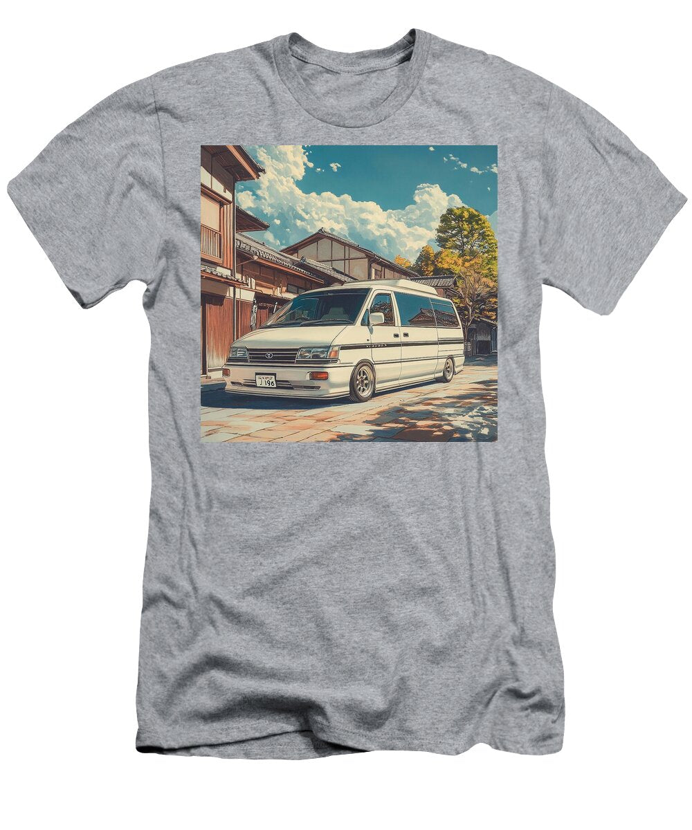 Retro Japanese Street Scene with Van Vintage Car Japanese Scene Toyota Estima 1990 Japan Minivan Jdm Grayson Sheppard T-Shirt