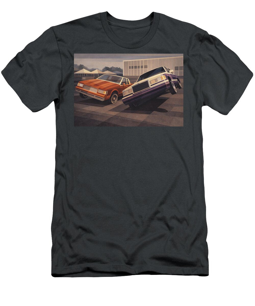 Retro Lowrider Coupe 1980s American Classic Car Automotive Art Cathy Anderson T-Shirt