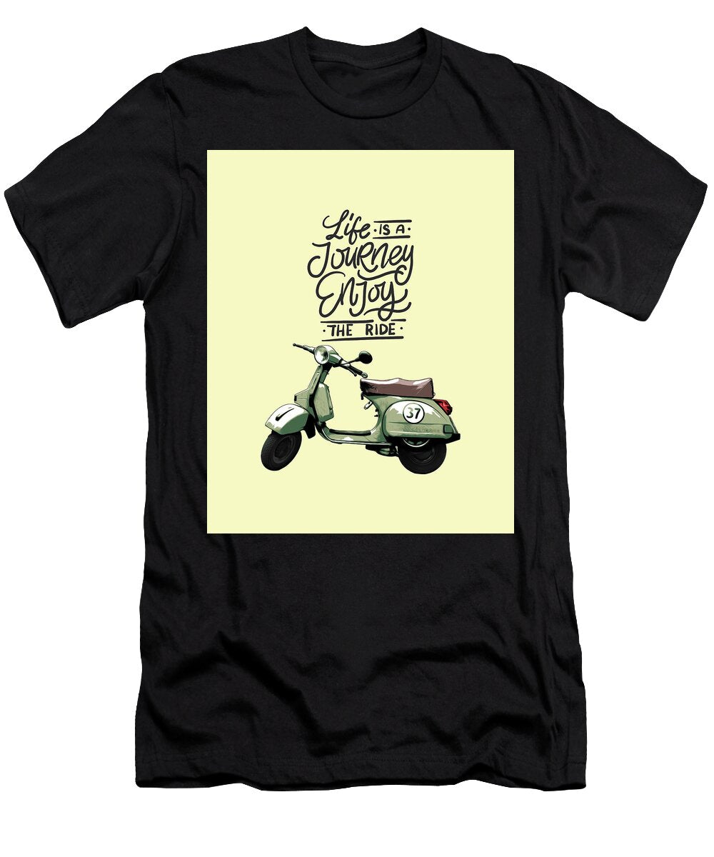 Retro Motorbike with Life Is a Journey Enjoy the Ride Text Bonb Creative T-Shirt