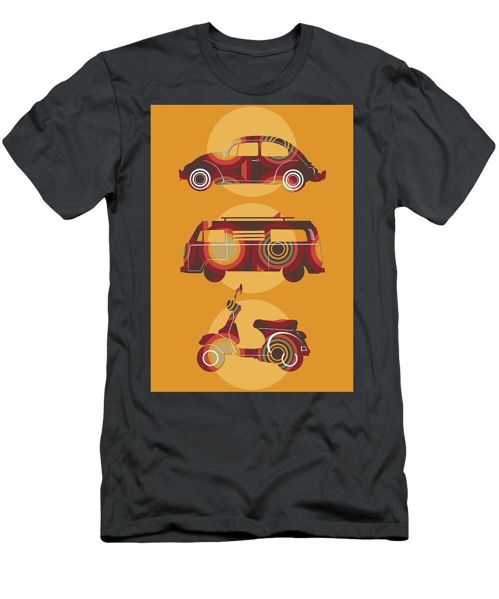 Retro Wheels 70s Yellow Bekim Art T-Shirt
