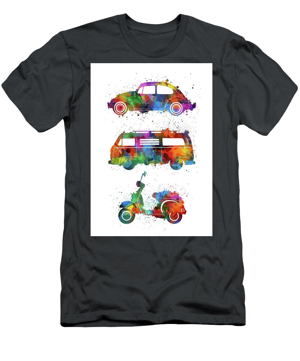 Retro Wheels Watercolor Bekim Art T-Shirt