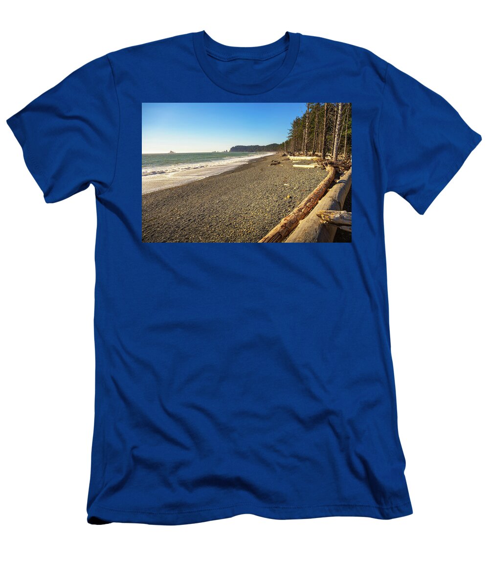 Rialto Beach with Driftwood and Sea Stacks in Washington State Miroslav Liska T-Shirt
