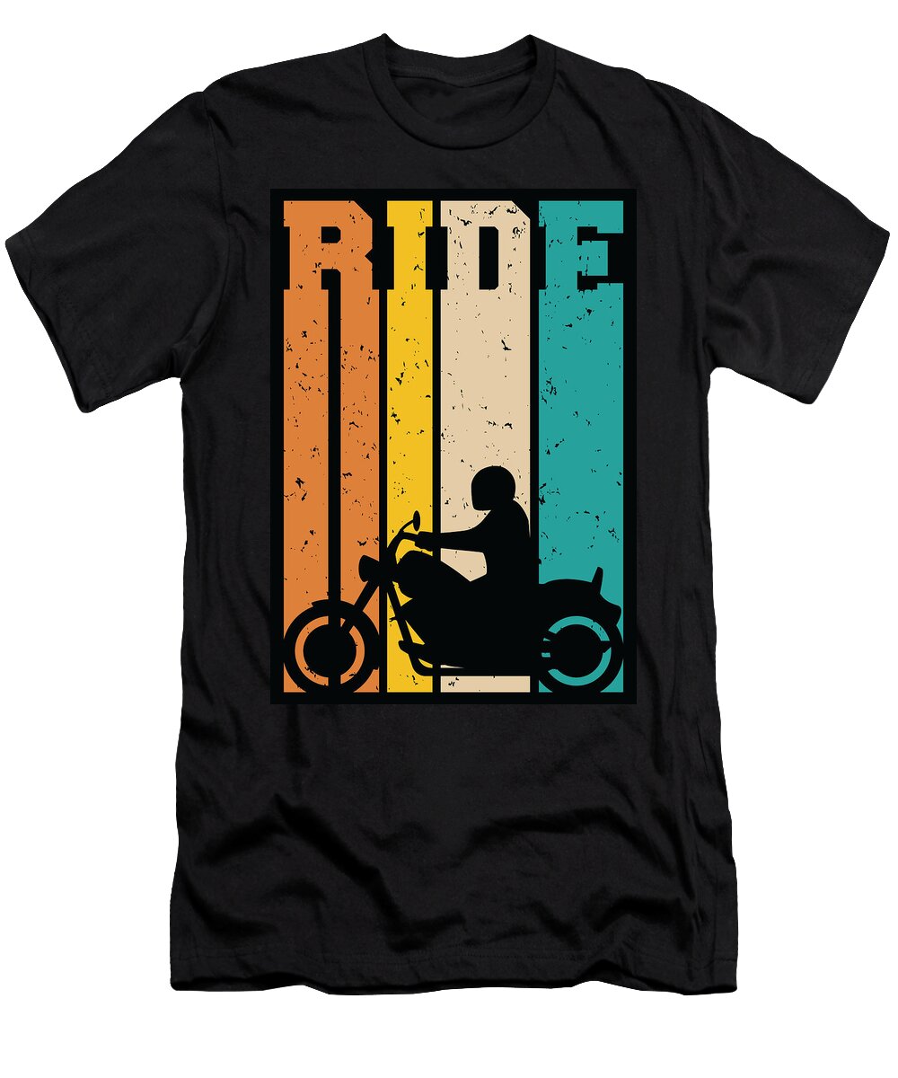 Ride Retro Motorcycle Cruiser Silhouette Illustration Jeff Hobrath T-Shirt
