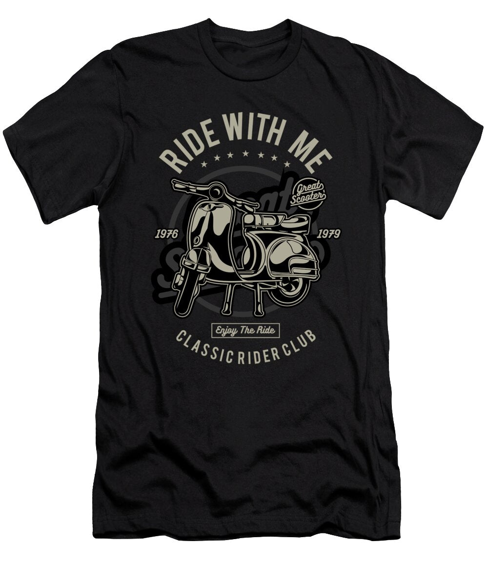 Ride with Me Classic Scooter Rider Club Jacob Zelazny T-Shirt