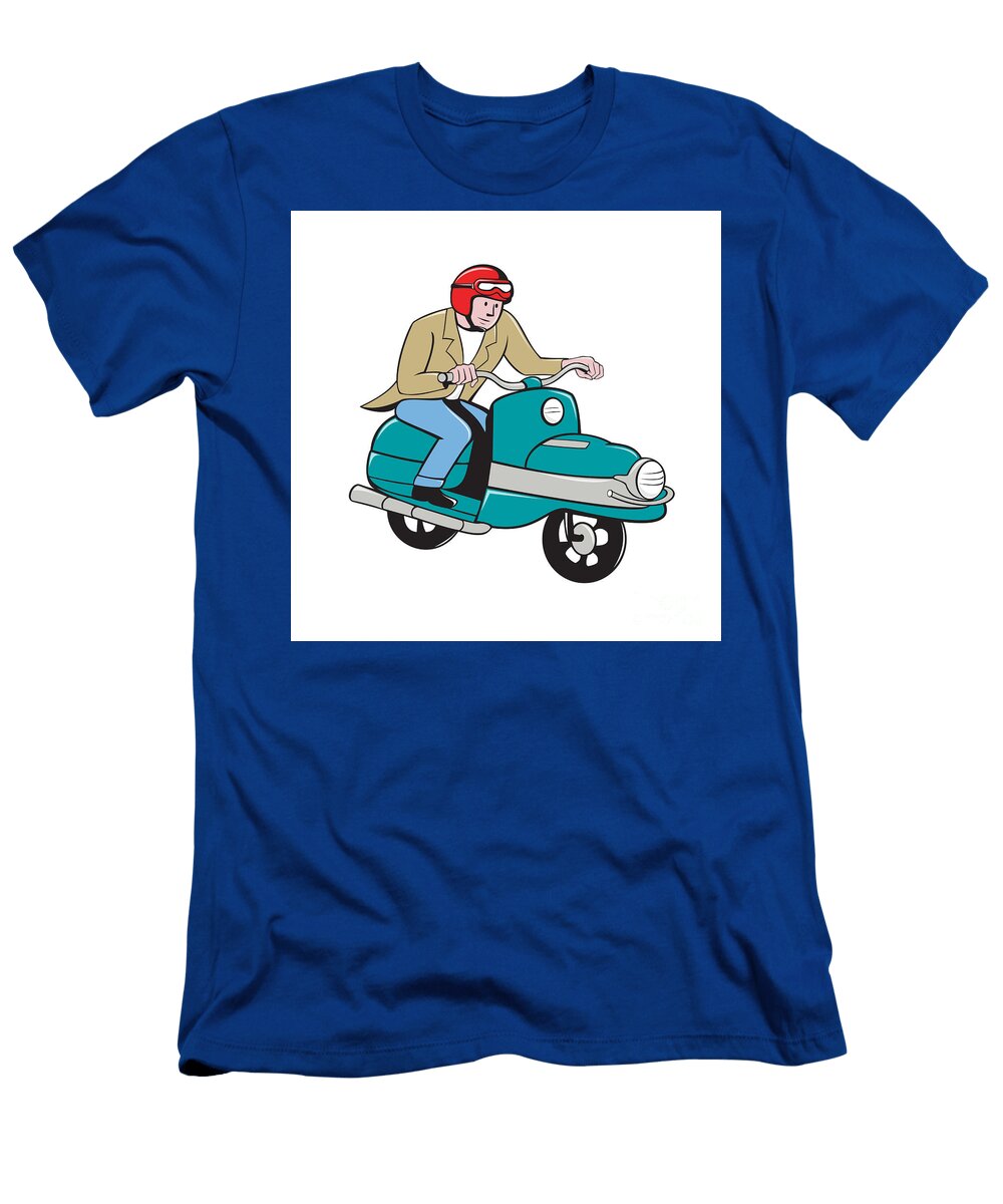 Rider Riding Scooter Isolated Cartoon Aloysius Patrimonio T-Shirt