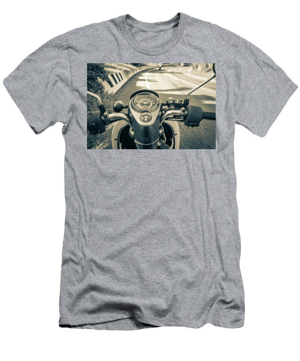 Riding Scooters and Mopeds Motorbikes Down the Road Vintage Motorcycles T-Shirt