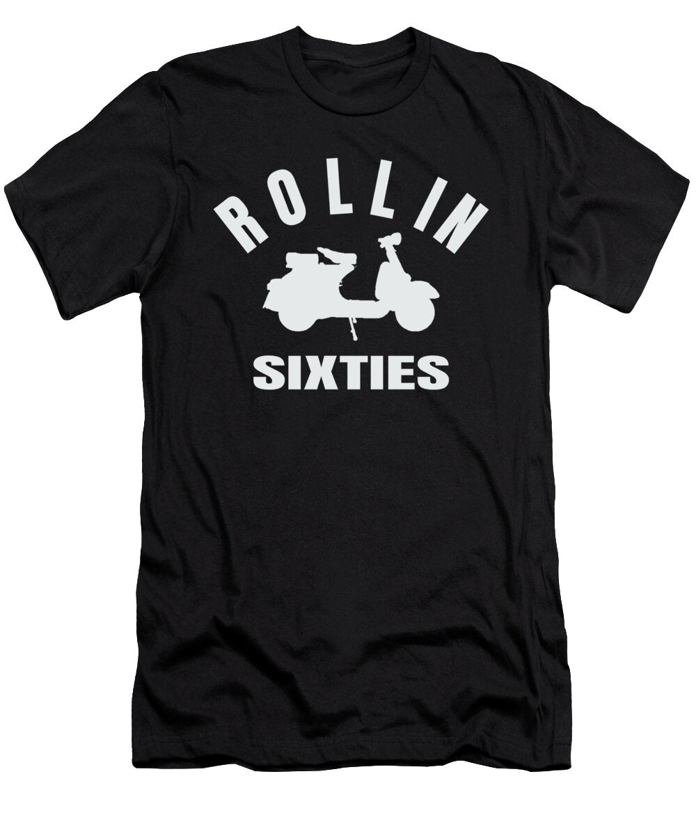 Rollin Sixties Scooter Funny Retro Motorbike White Clean Henry B T-Shirt