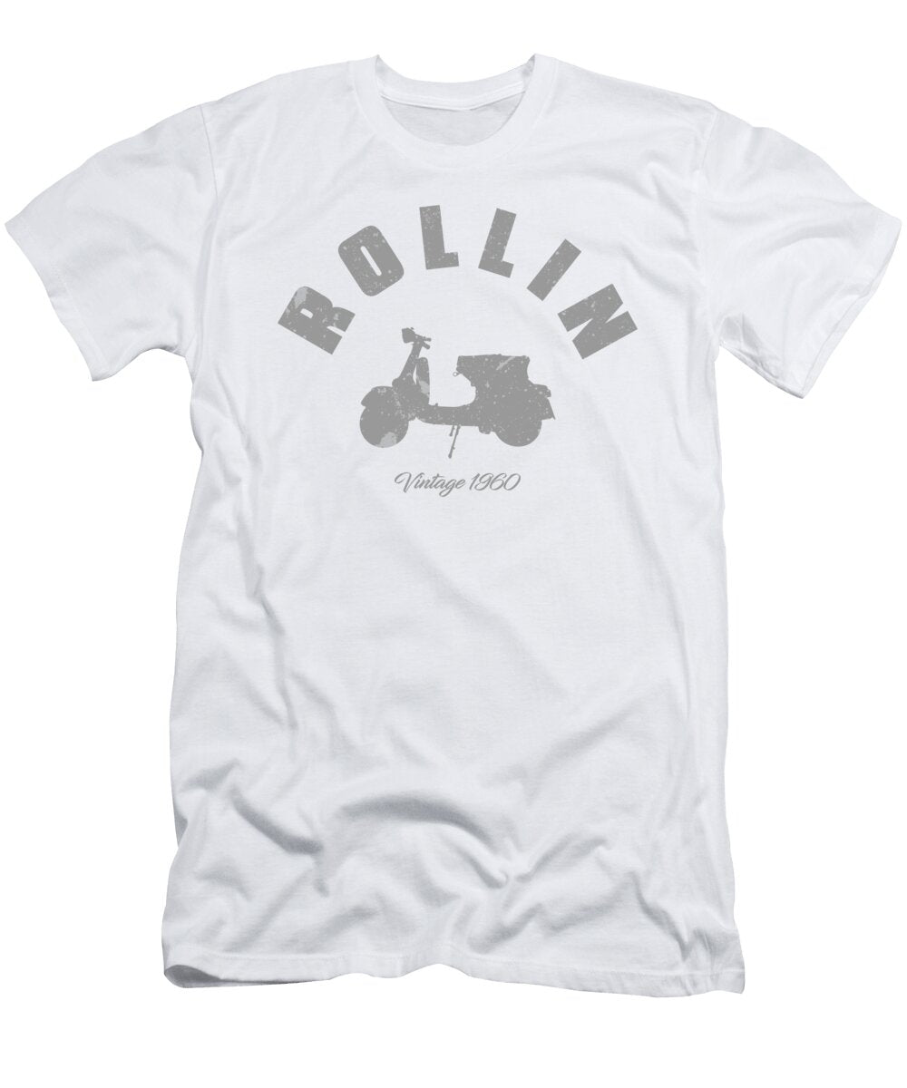 Rollin Vintage Scooter Funny Retro Motorbike 1960 Silver Henry B T-Shirt