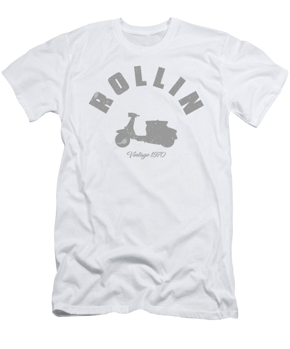 Rollin Vintage Scooter Funny Retro Motorbike 1970 Silver Henry B T-Shirt