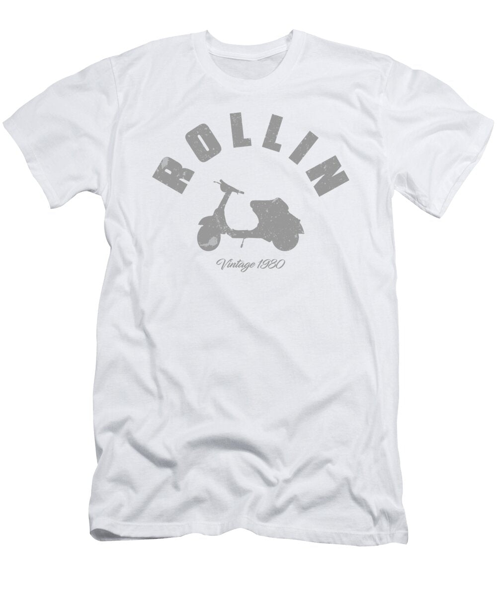 Rollin Vintage Scooter Funny Retro Motorbike 1980 Silver Henry B T-Shirt