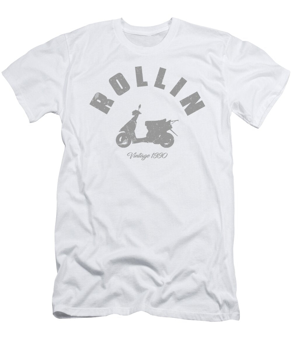 Rollin Vintage Scooter Funny Retro Motorbike 1990 Silver Henry B T-Shirt
