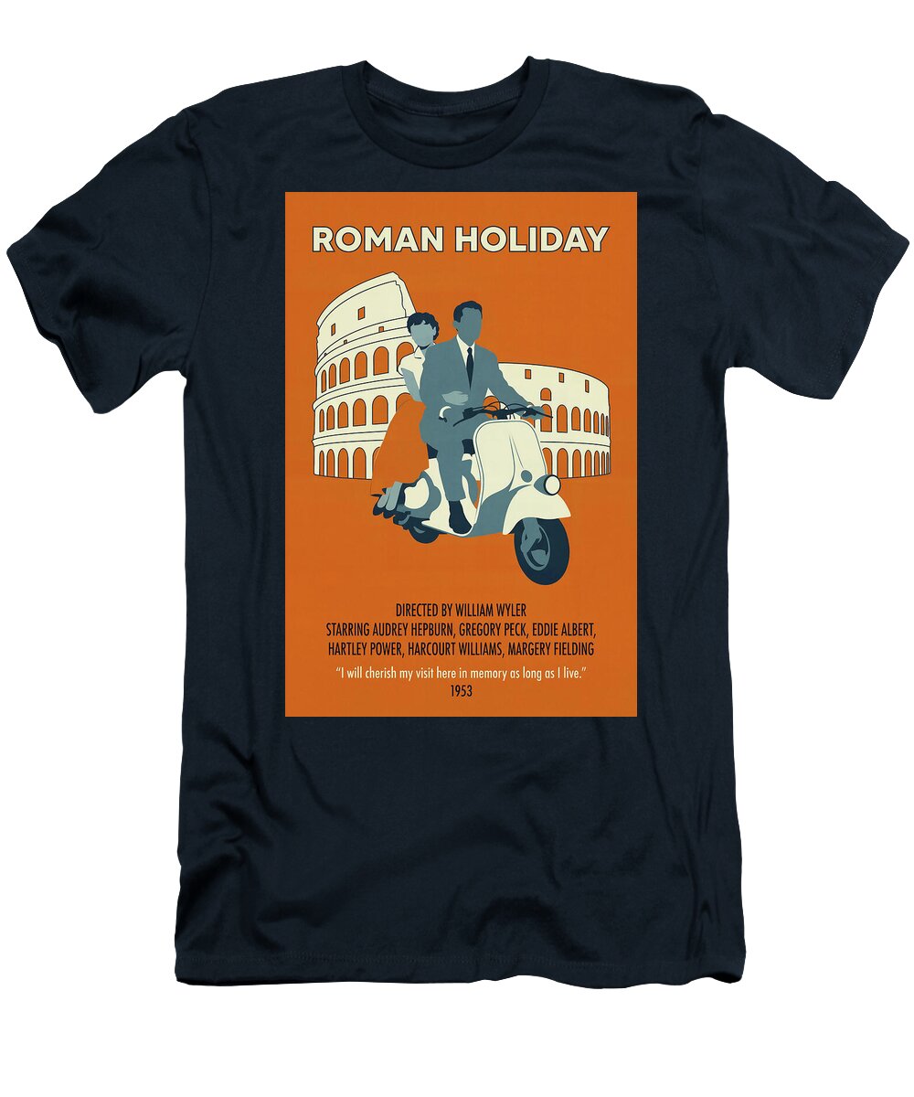 Roman Holiday Minimal Movie Poster Retro Film Poster Vintage Sampadart Gallery T-Shirt