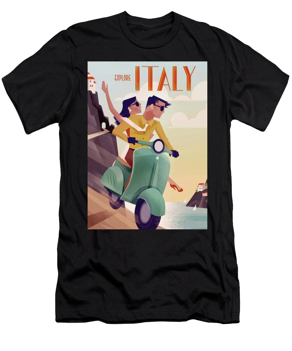 Romantic Ride in Italy Italy Travel Poster Travel Poster Art Print T-Shirt