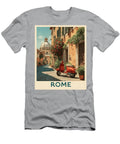 Rome Retro Travel Art with Vintage Scooter and Dome View Dream Stuff T-Shirt