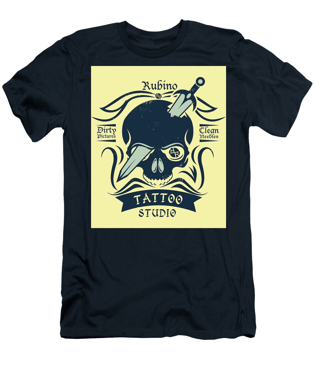 Rubino Motorcycle and Tattoo Skull Tony Rubino T-Shirt