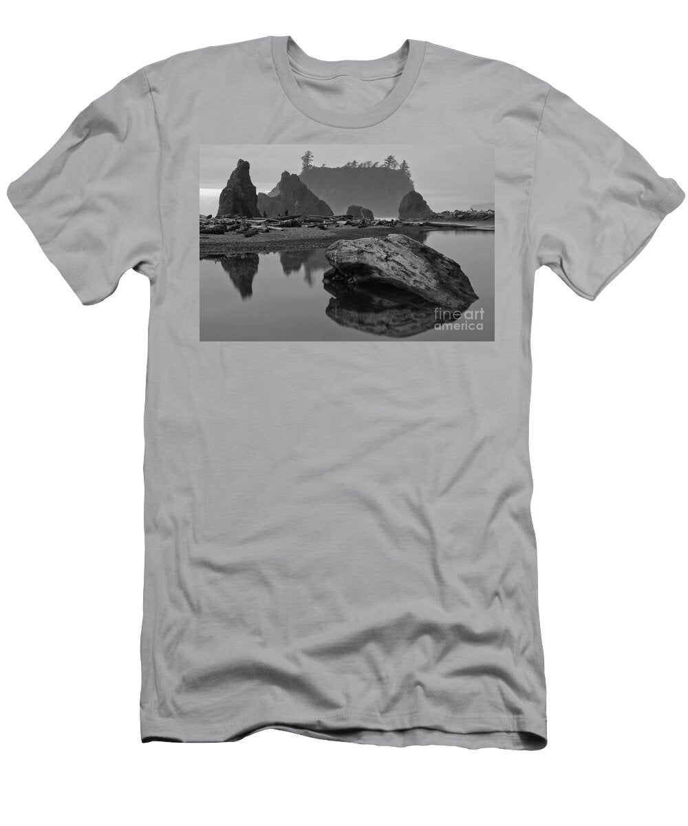 Ruby Beach Stormy Silhouettes Black and White Adam Jewell T-Shirt