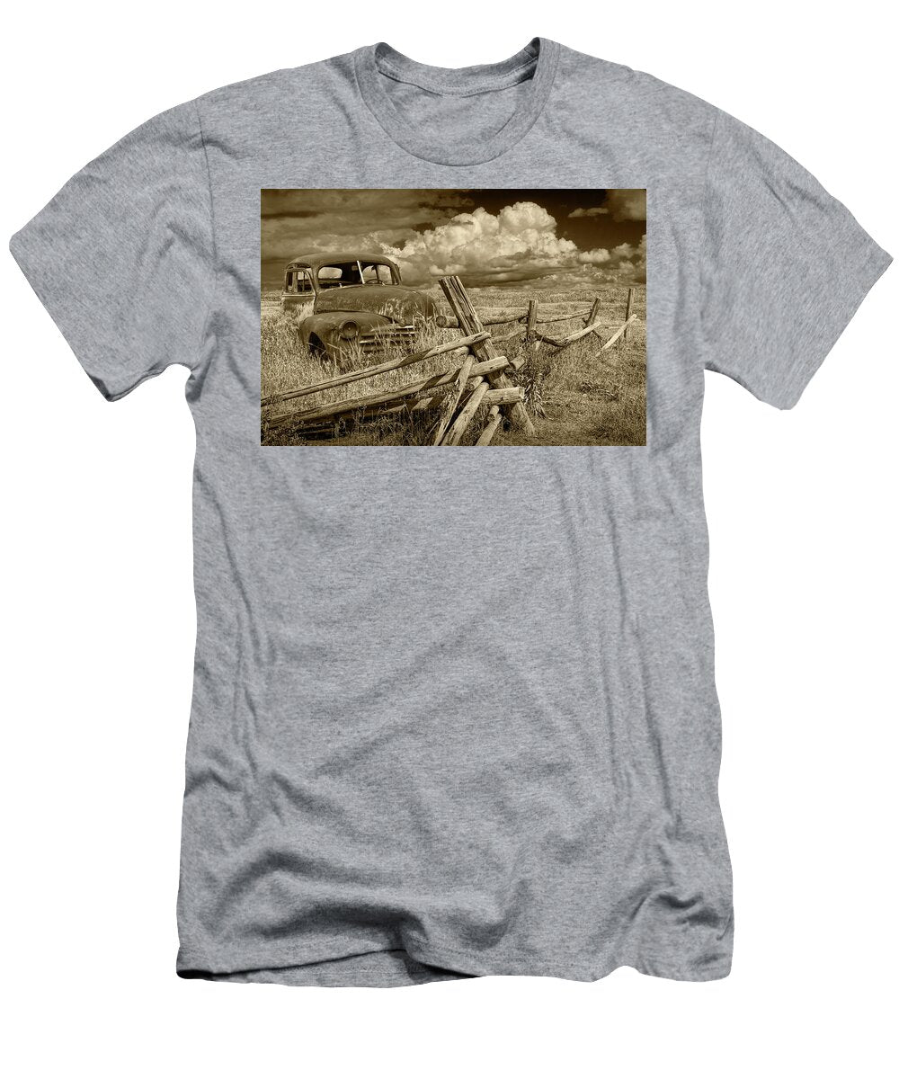 Rural Vintage Automobile in Sepia Tone Randall Nyhof T-Shirt