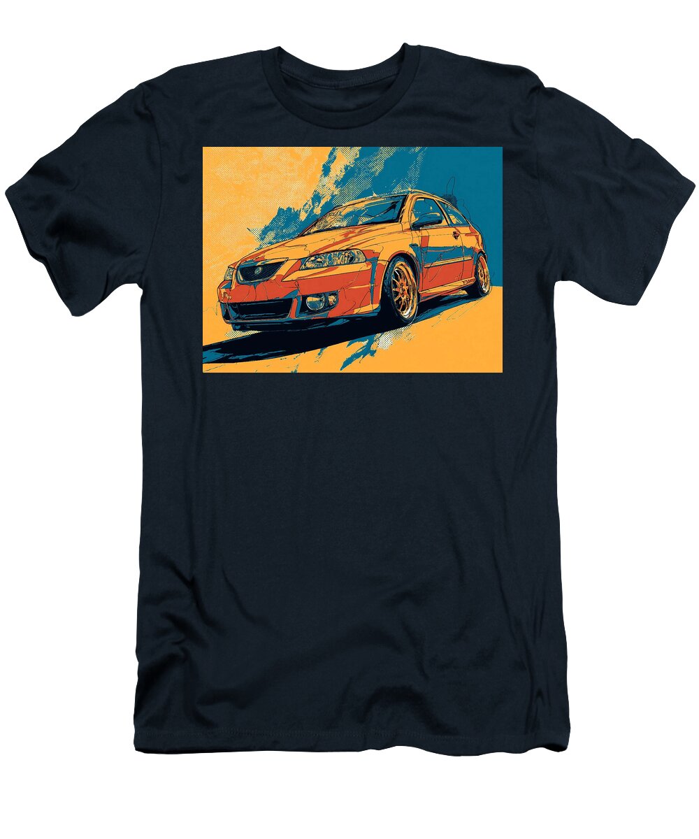 Saab 9 2x 2004 Hatchback Colorful Car Artistic Design Vibrant Car Illustration Hollie Love T-Shirt