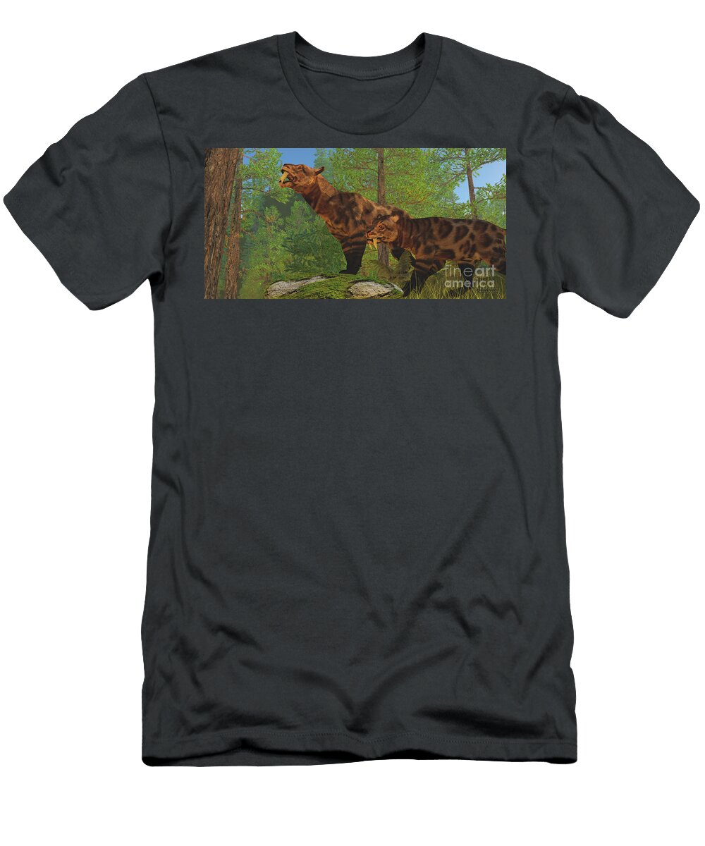 Saber Toothed Cat Forest Corey Ford T-Shirt