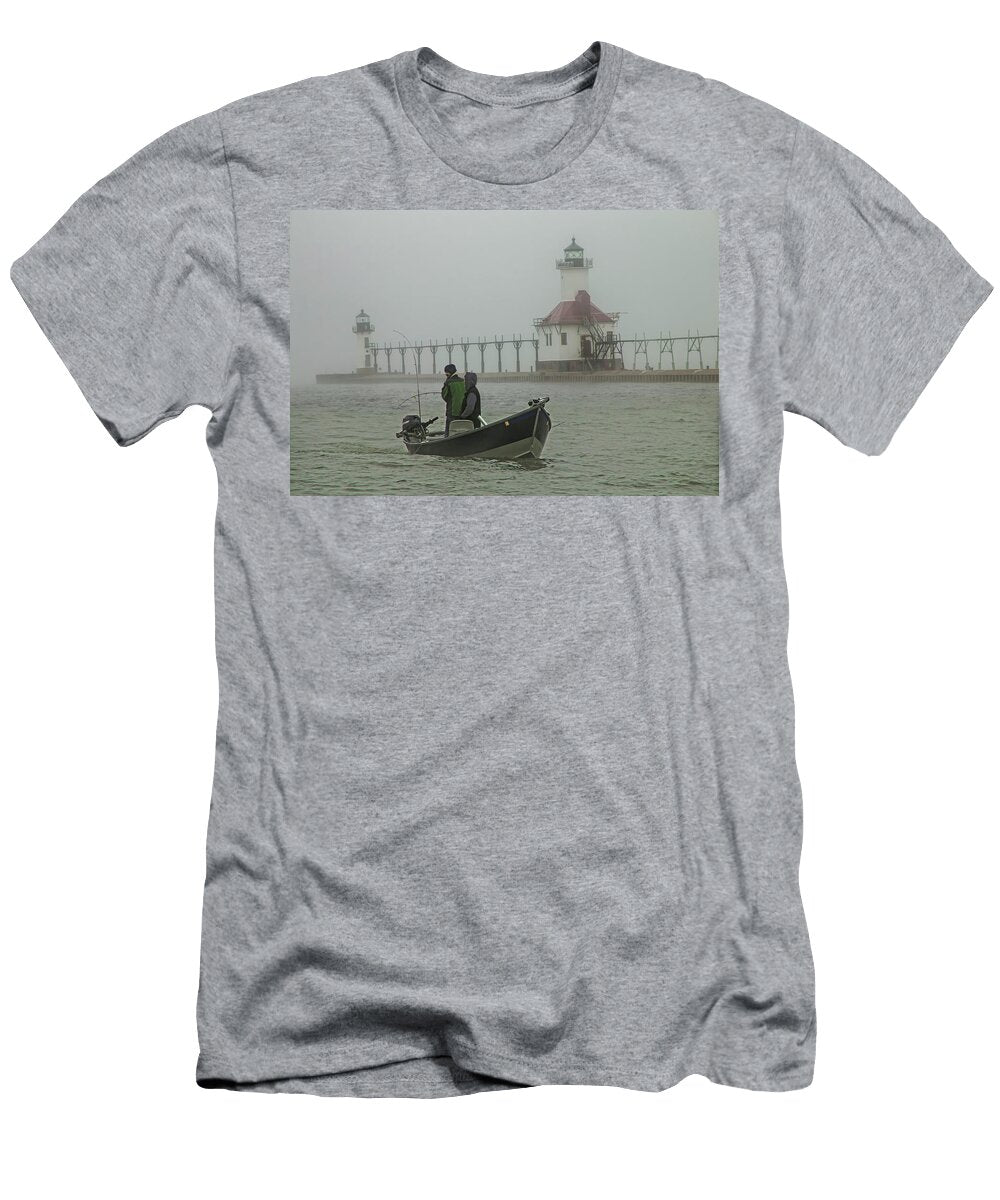 Salmon Fishermen in the Fog By the St Joseph Lighthouse Randall Nyhof T-Shirt