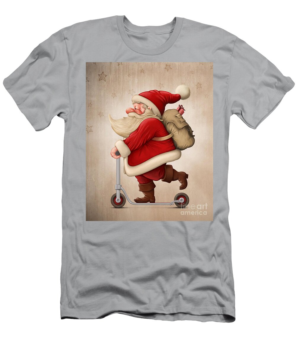 Santa Claus and the Push Scooter Giordano Aita T-Shirt
