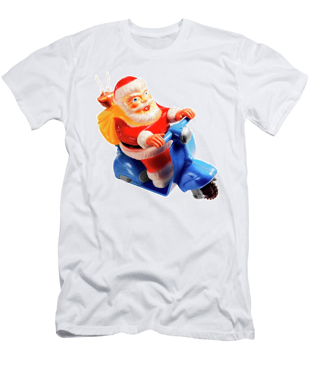Santa Riding Blue Scooter Csa Images T-Shirt