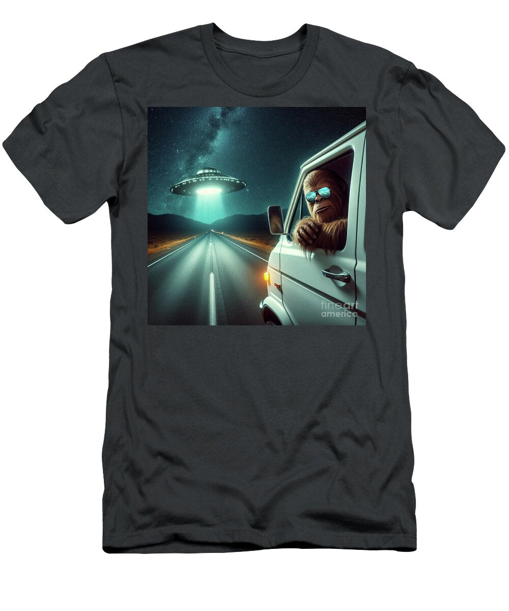 Sasquatch on the Road Phil Perkins T-Shirt