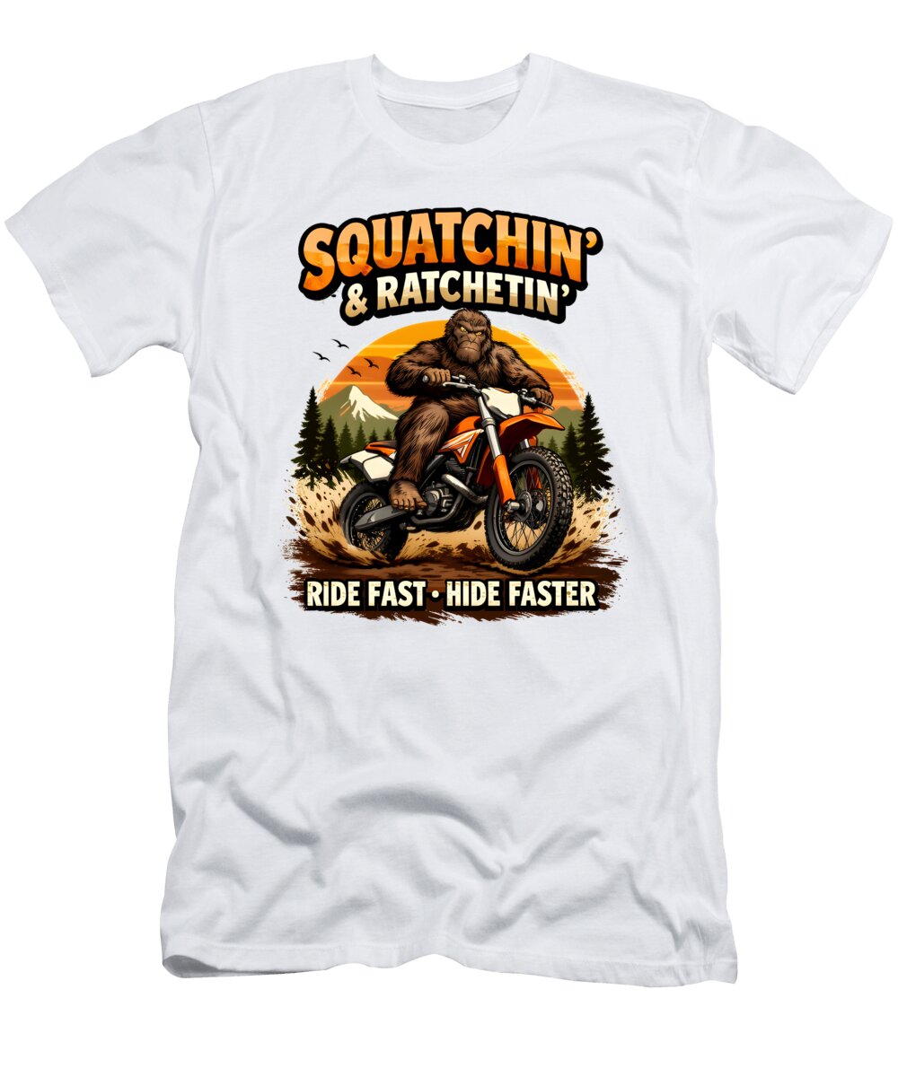 Sasquatch Riding a Motorcycle Design Mounir Khalfouf T-Shirt