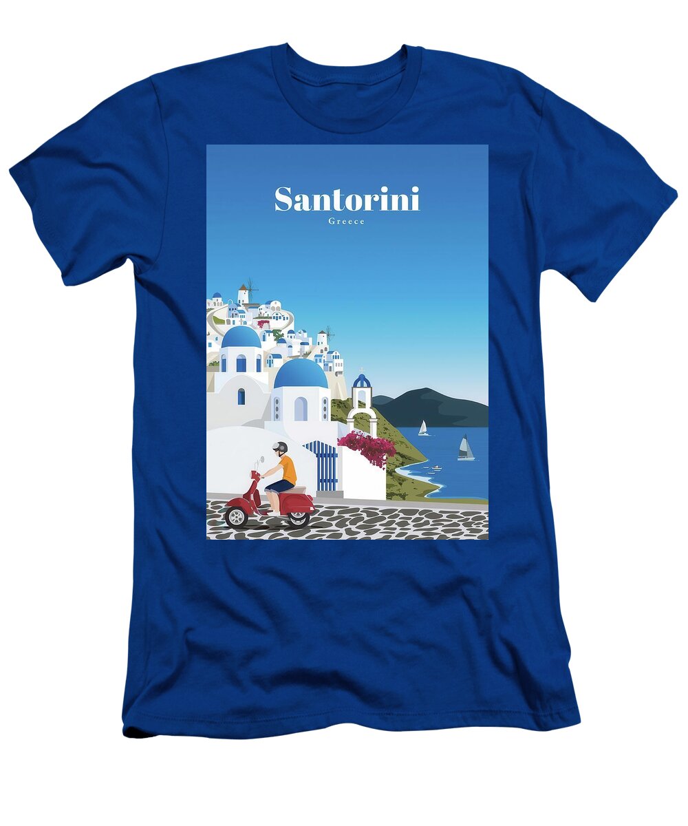 Scenic View of Santorinitravel to Santorini Travel Poster Art Print T-Shirt