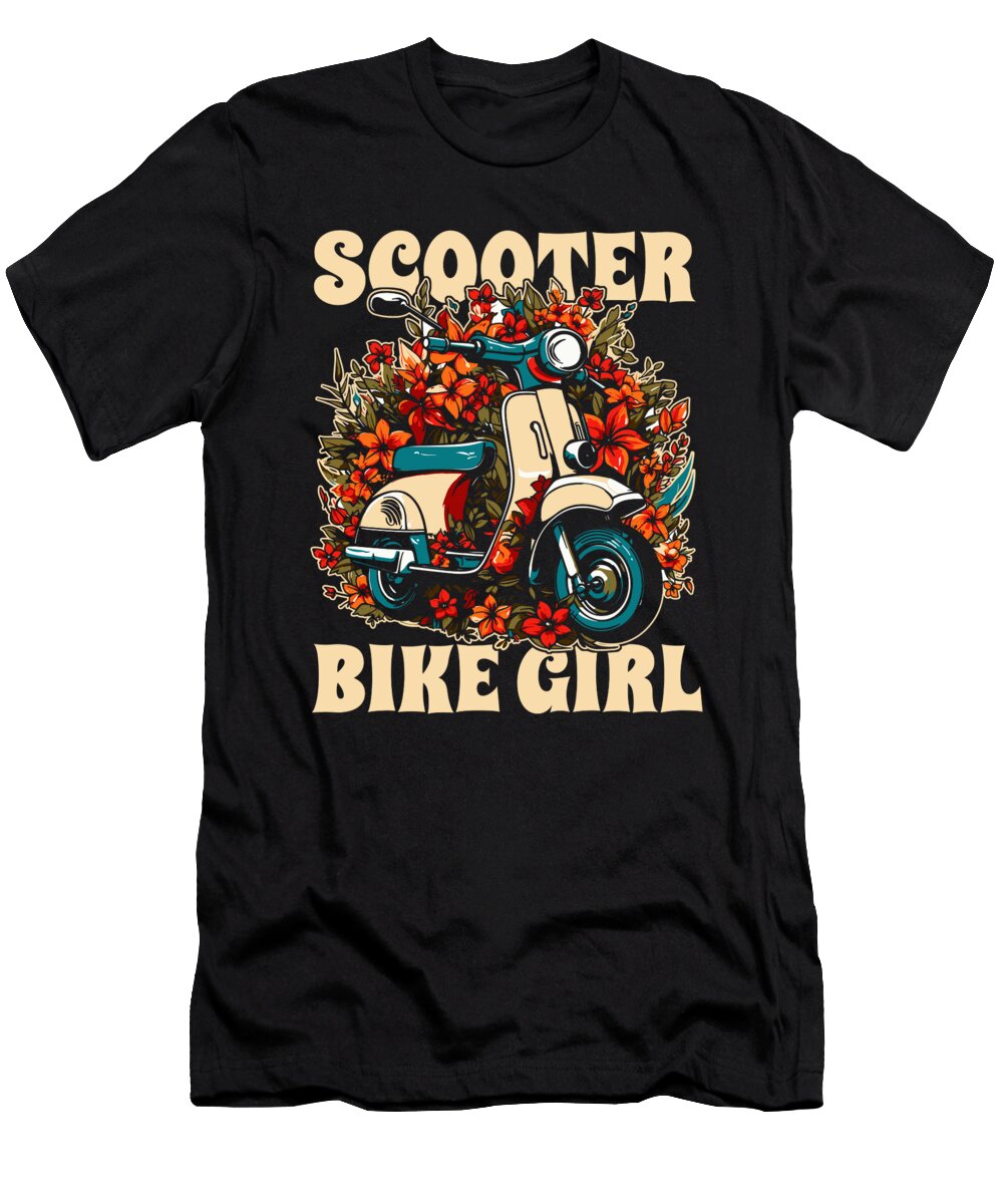 Scooter Bike Motorbike Moped Scooter Bike Girl Crazy Squirrel T-Shirt