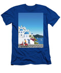 Scooter Ride in Santorini Santorini Travel Print Travel Poster Art Print T-Shirt
