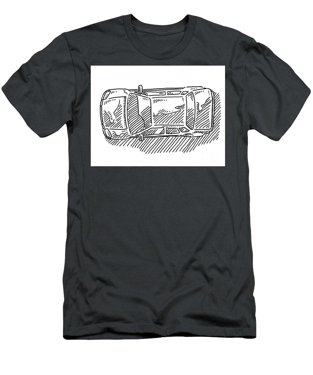 Sedan Car View From Above Drawing Frank Ramspott T-Shirt