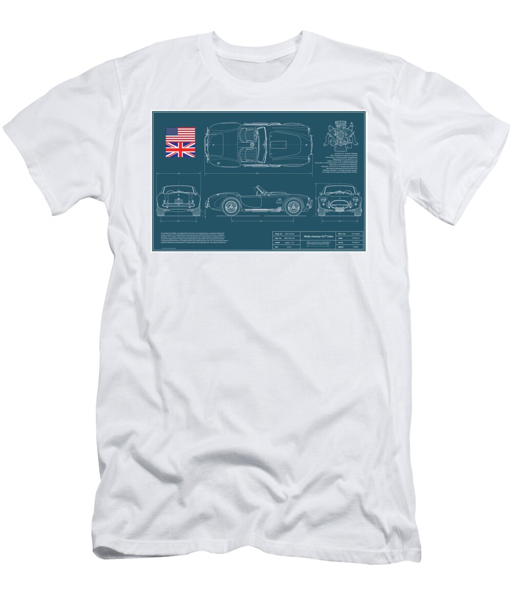 Shelby American 427 Cobra Blueplanprint Douglas Switzer T-Shirt